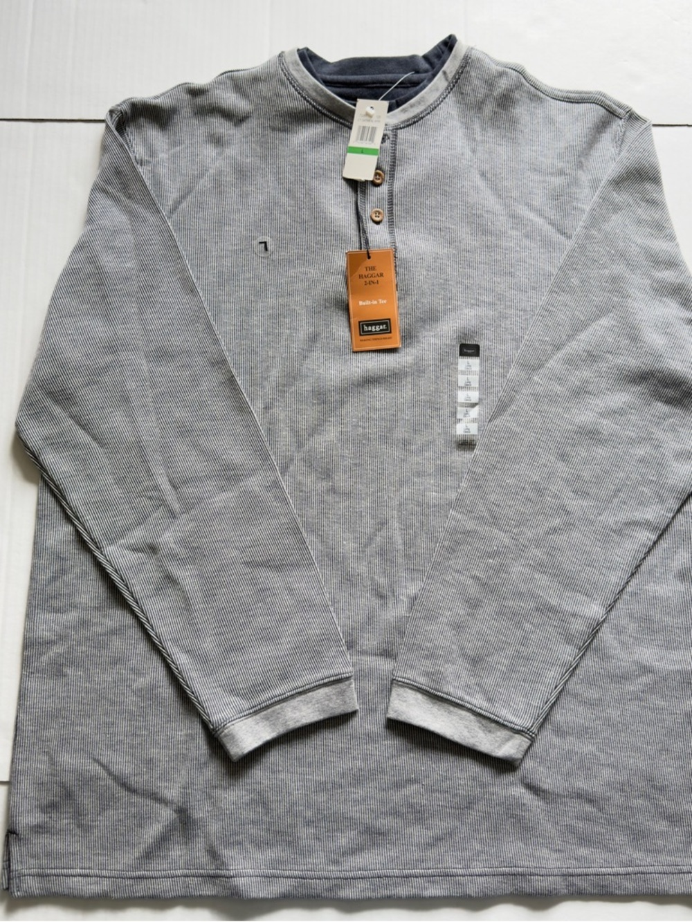 Haggar Heather Grey Long Sleeve Henley - Picture 1 of 9